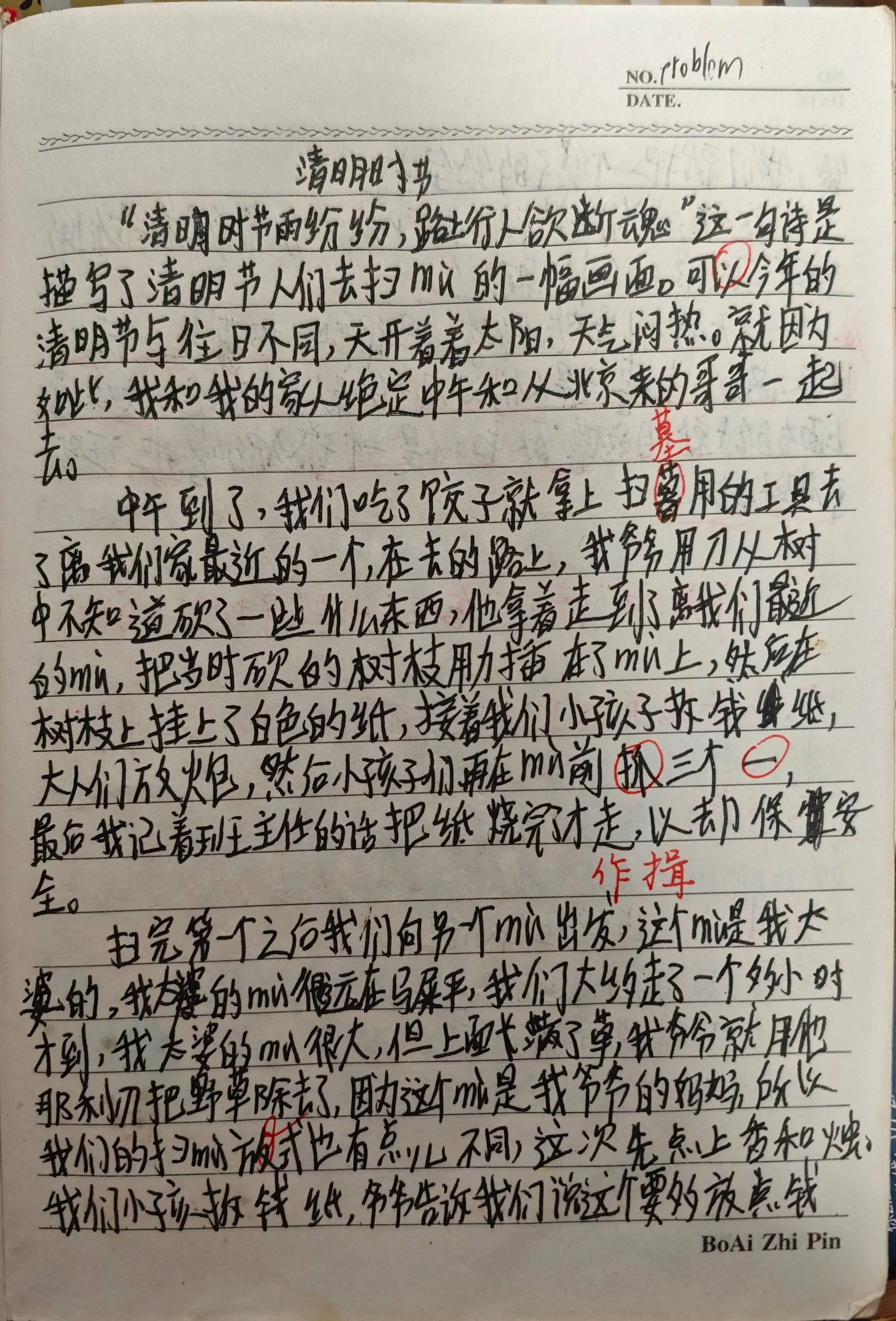 清明时节——来自博主初中时代